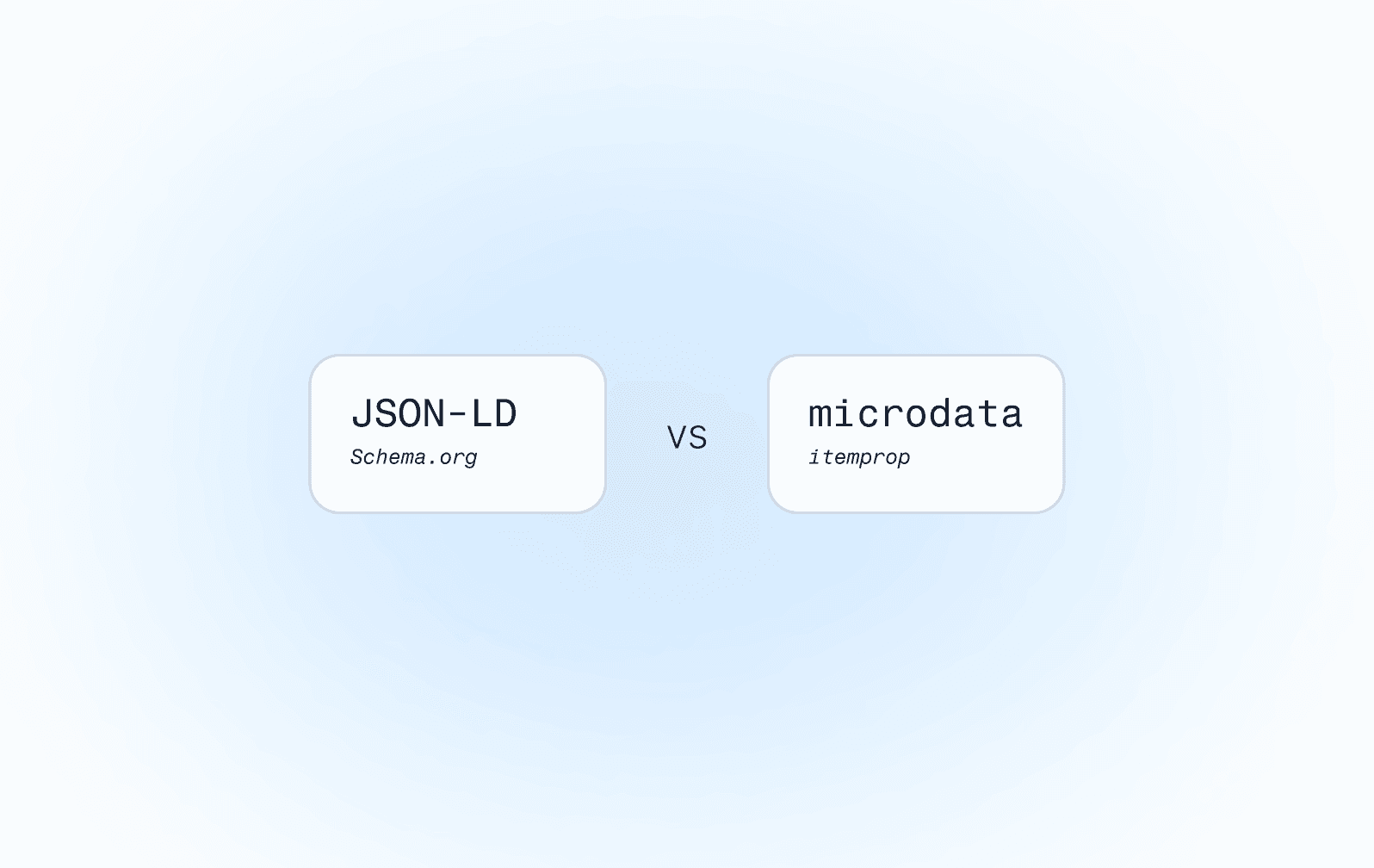 zwei Rechtecke, von denen eines "JSON-LD Schema.org" und das andere "microdata itemprop" lautet